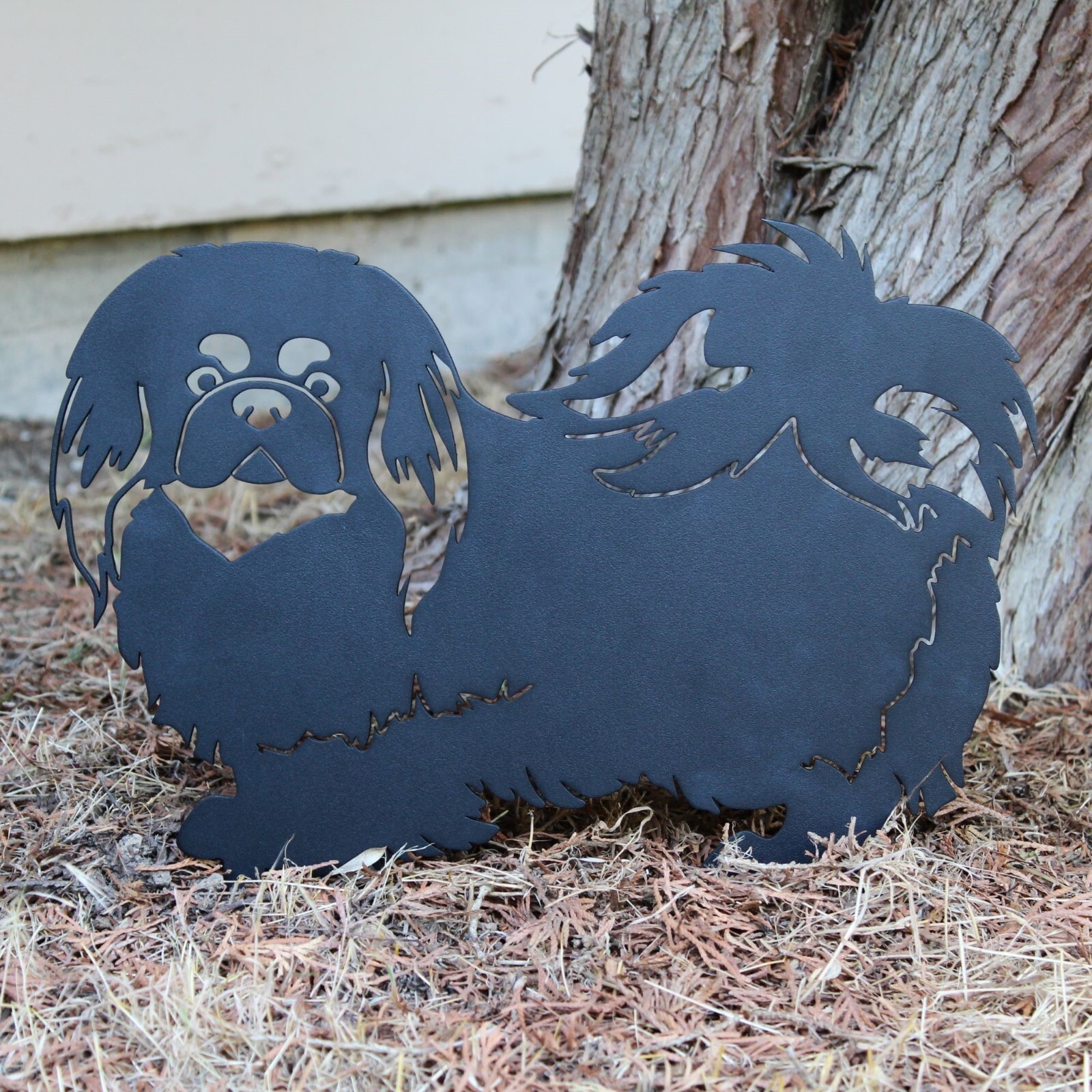 Pekingese Black Metal Dog Silhouette