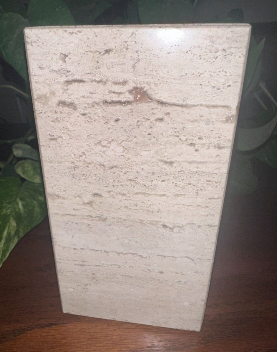 Natural light travertine marble rectangle pet urn memorial dog cremains handmade