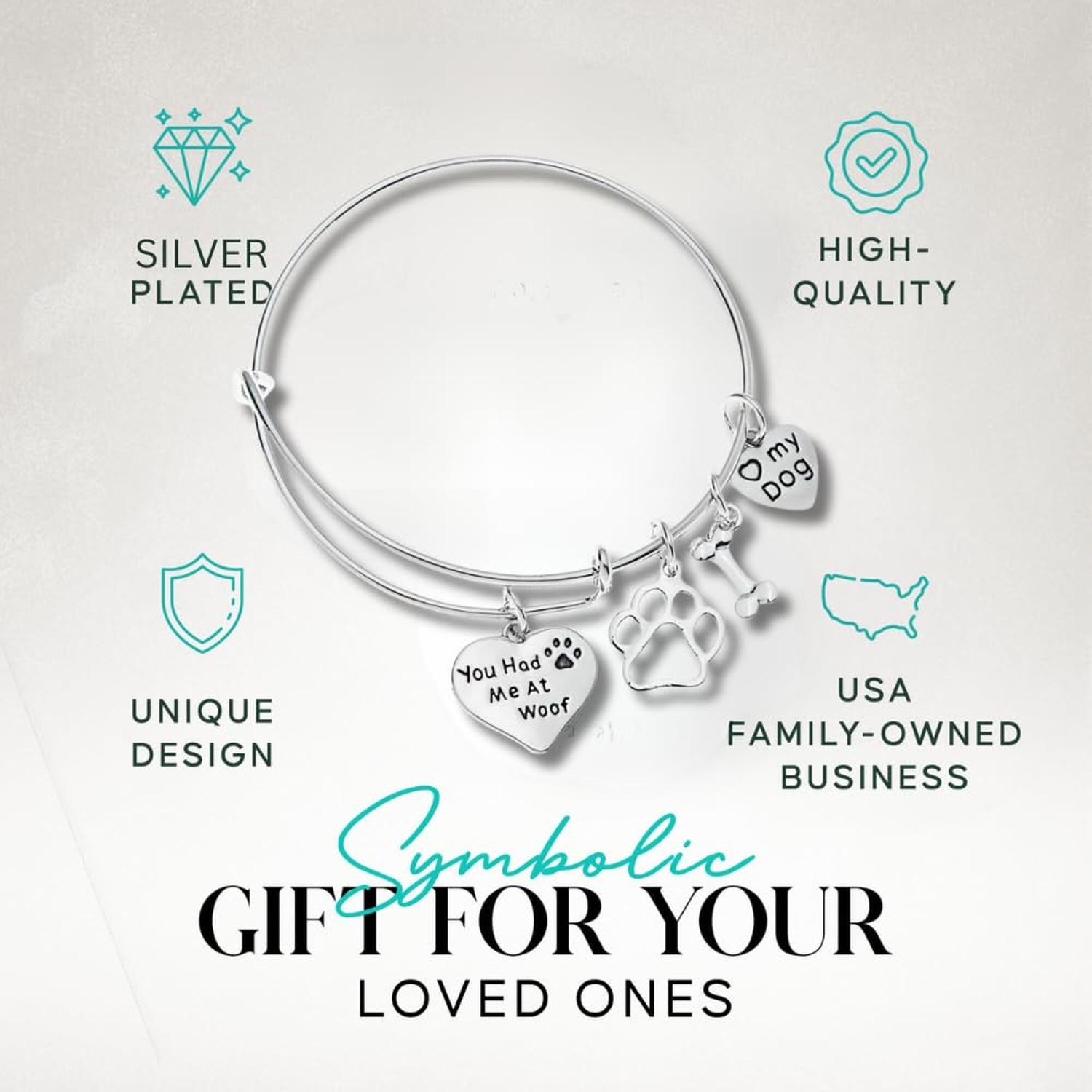 Infinity Collection Dog Charm Bracelet – Paw Print Jewelry- Dog Lovers Bracel…