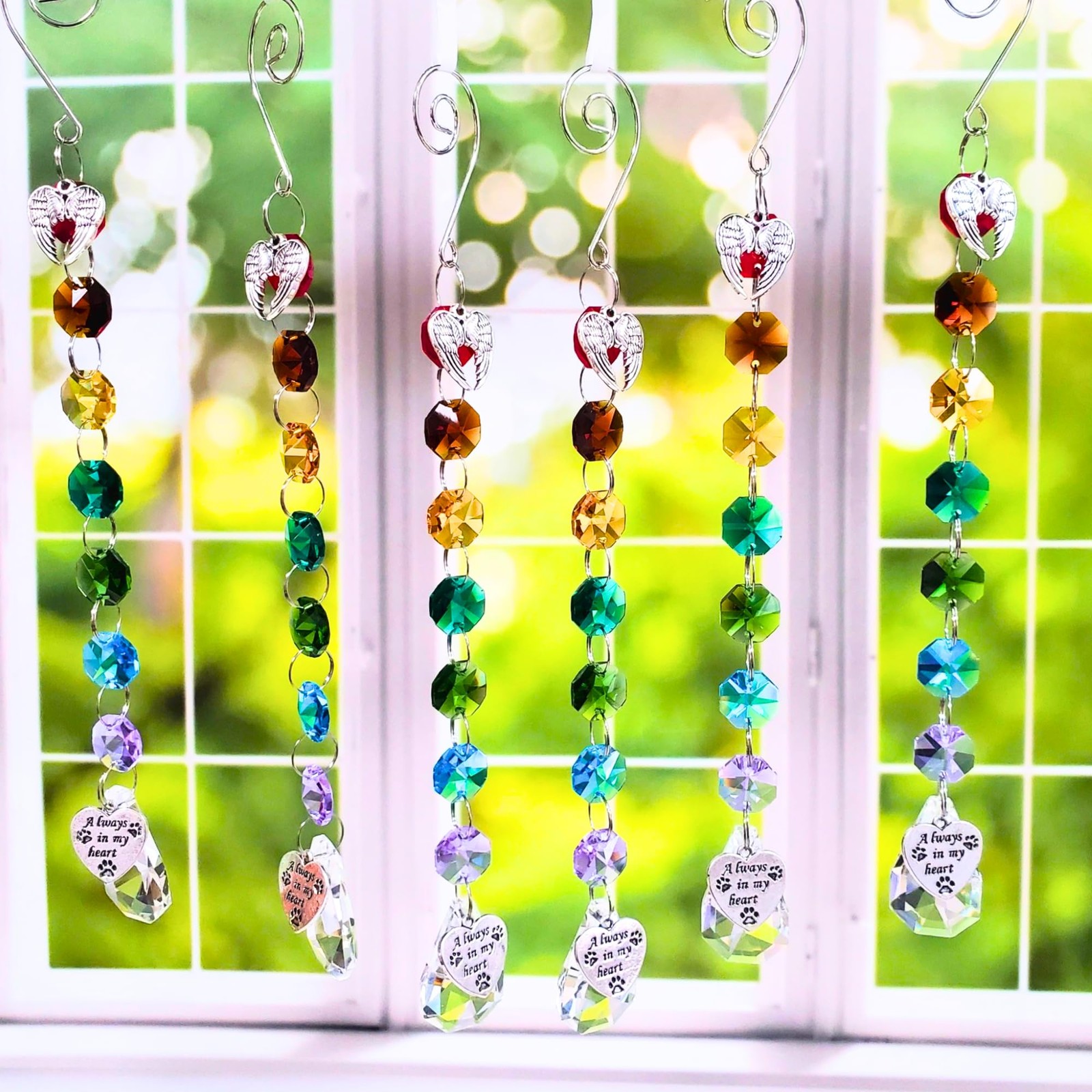 Pet Perennials Pet Memorial Suncatcher – Crystal Rainbow Prism with Angel Wings