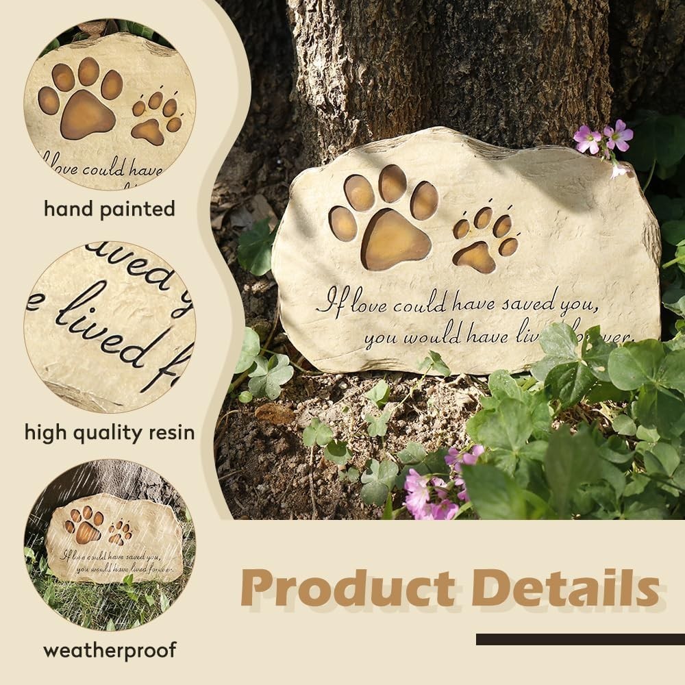 Pet Memorial Stone for Dog or Cat, Outdoor Garden Stone
