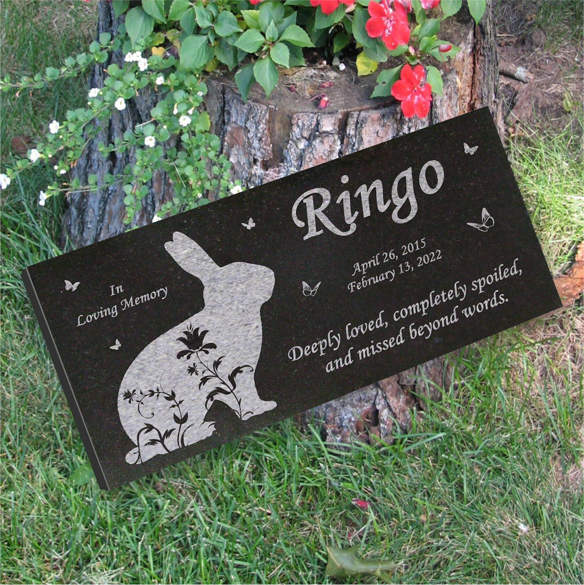 Personalized Pet Rabbit Memorial – Granite Pet Memorial – 6×12 – Ringo
