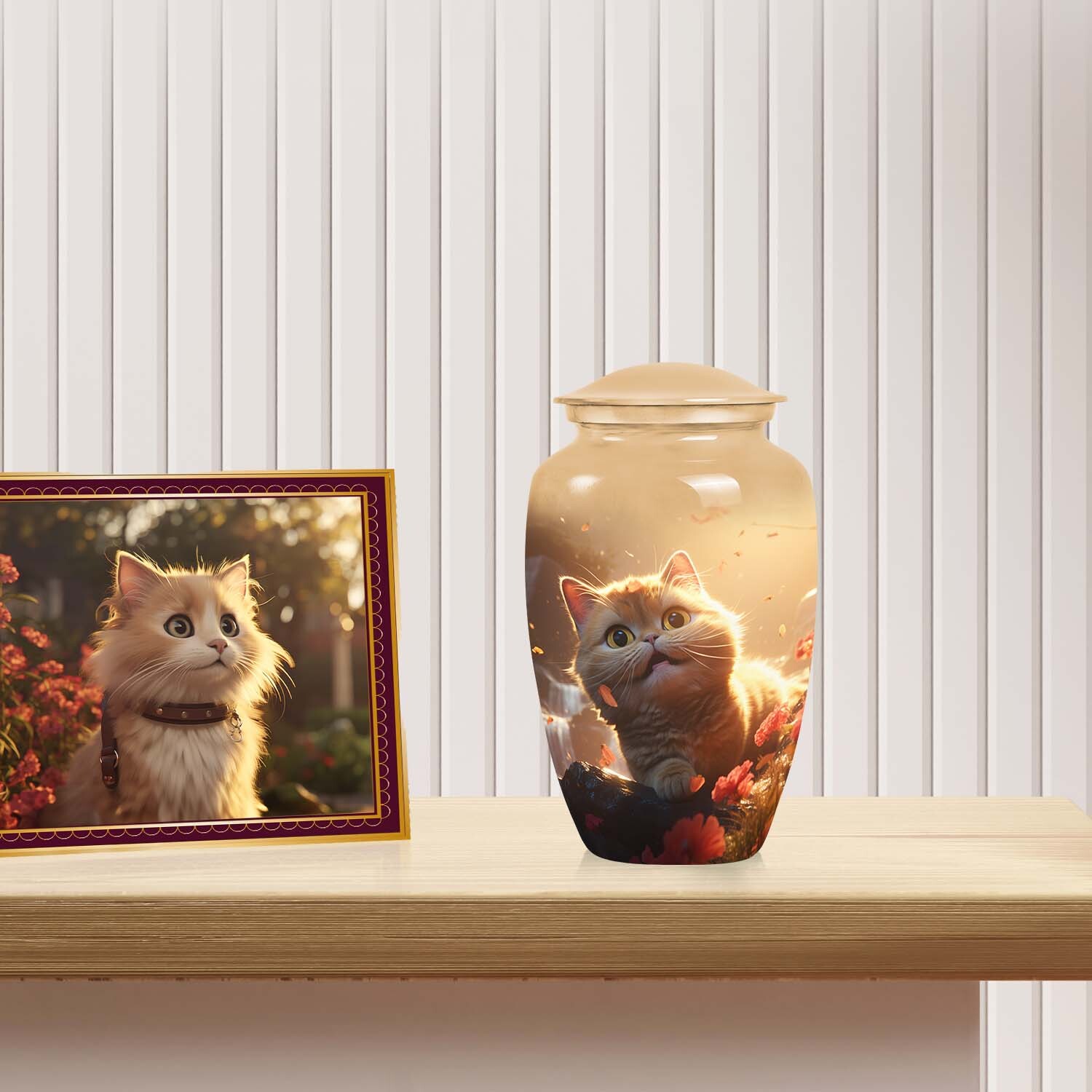 Classic Cat Design Pet Cremation Urn | Container For Cat Ashes