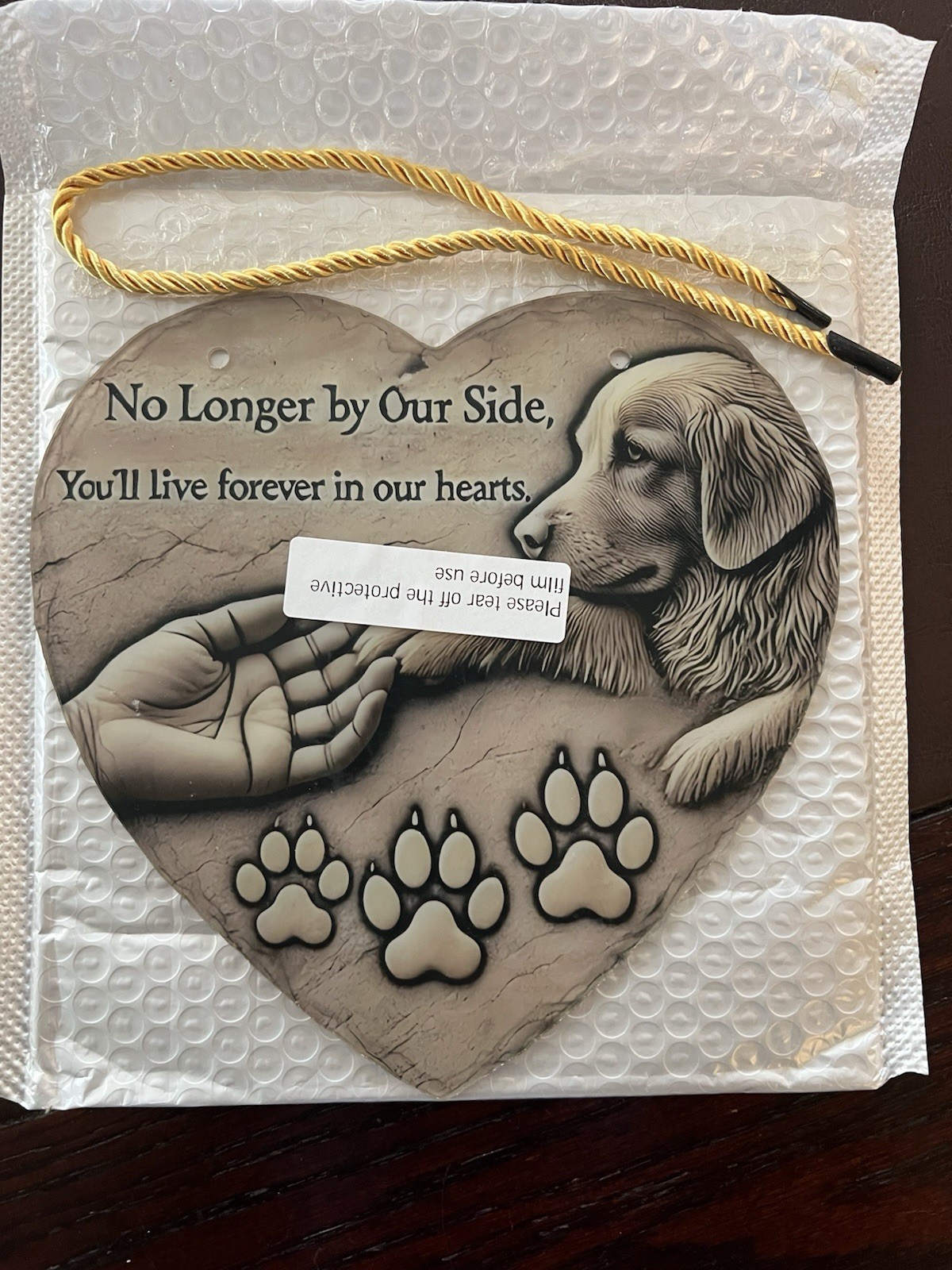 Pet Memorial Heart Shaped Acrylic Sun Catcher Wall Hanging Pet Loss Keepsake NIP