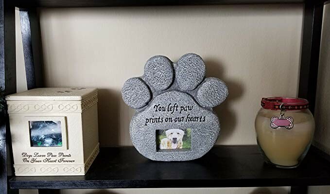 Pet Paw Print Memorial Stone With Photo Frame dog cat Loss of Pet Gift