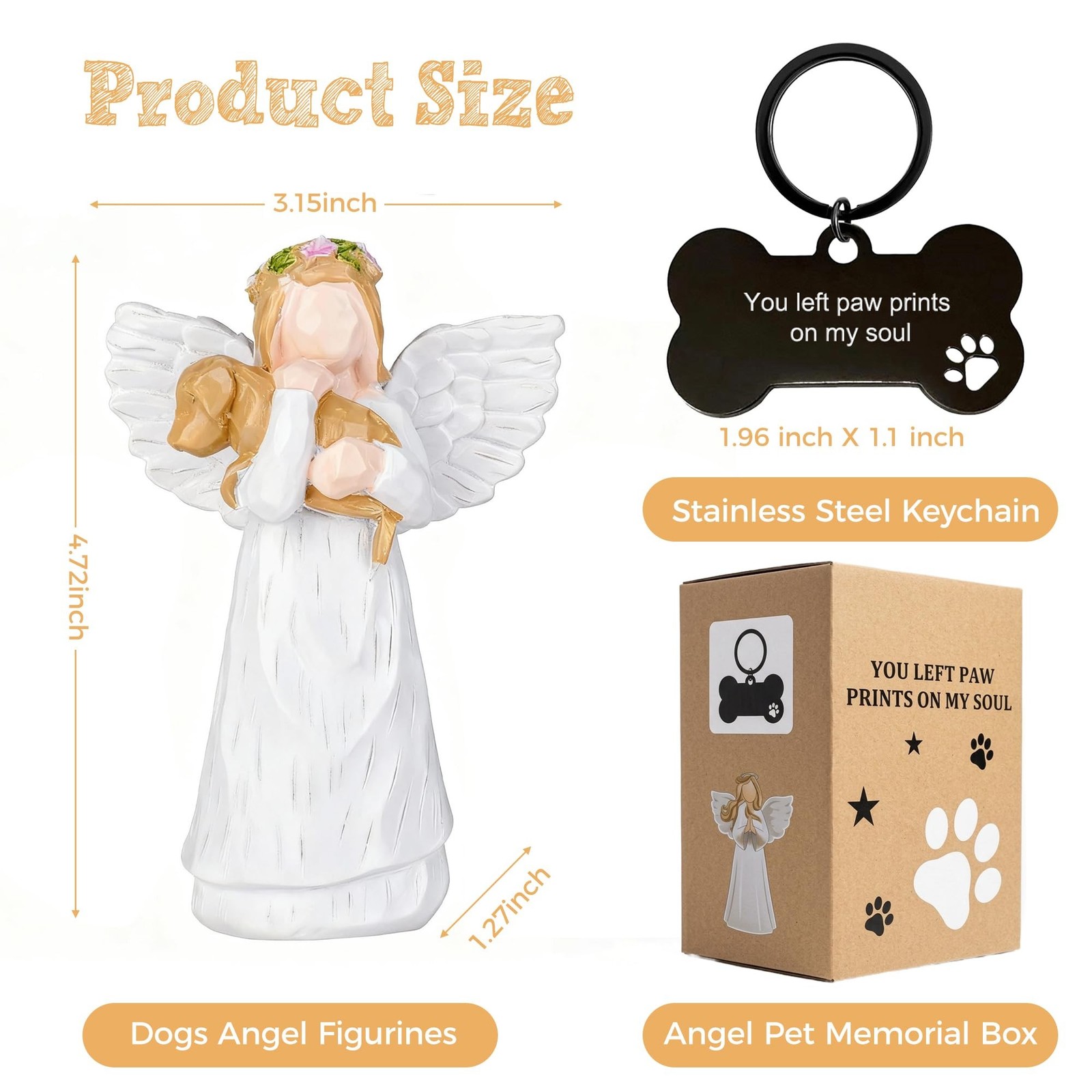 Dog Memorial Gifts for Loss of Dog, Pet Memorial Keepsake, Resin Angel Dog Fi…