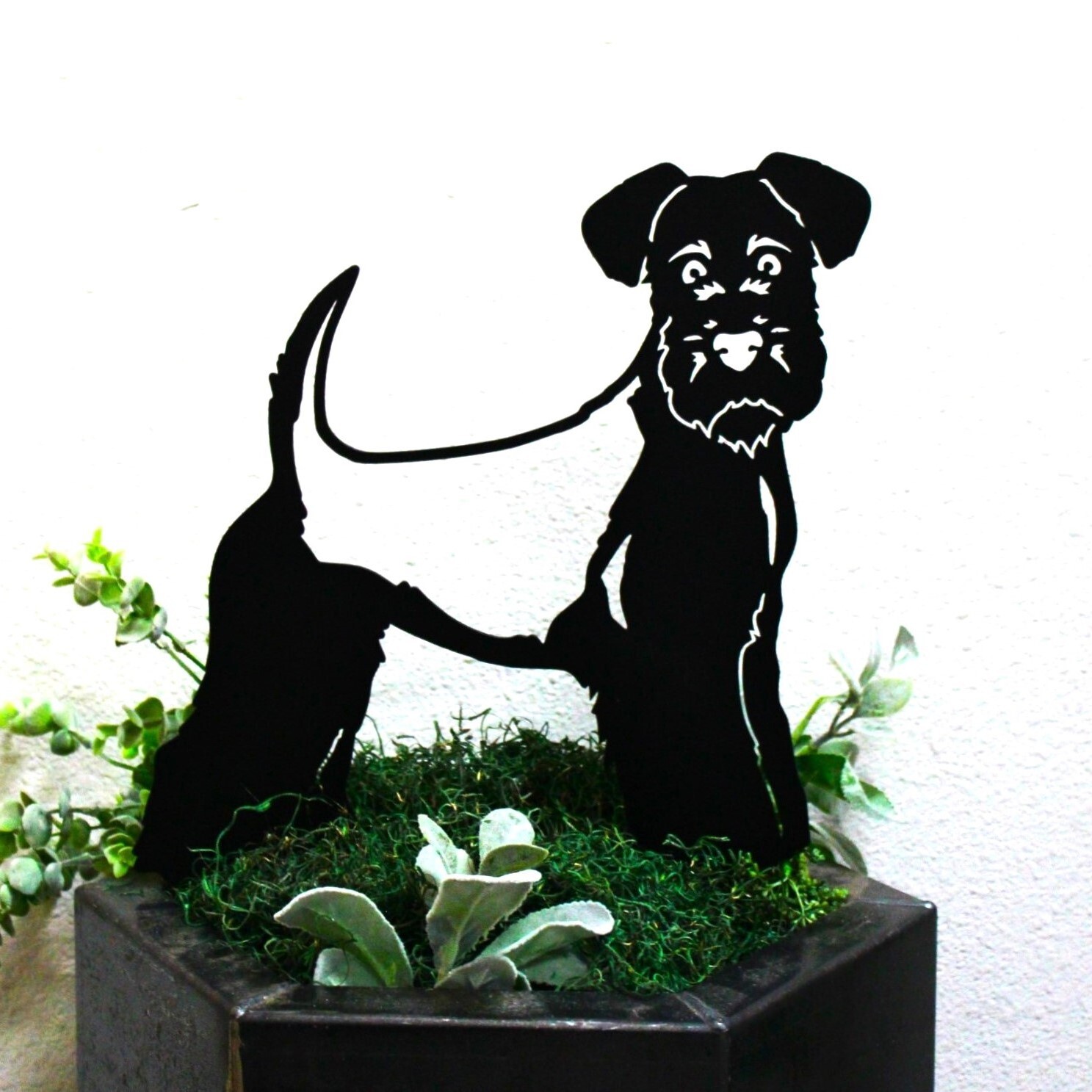 Welsh Terrier Black Metal Dog Silhouette