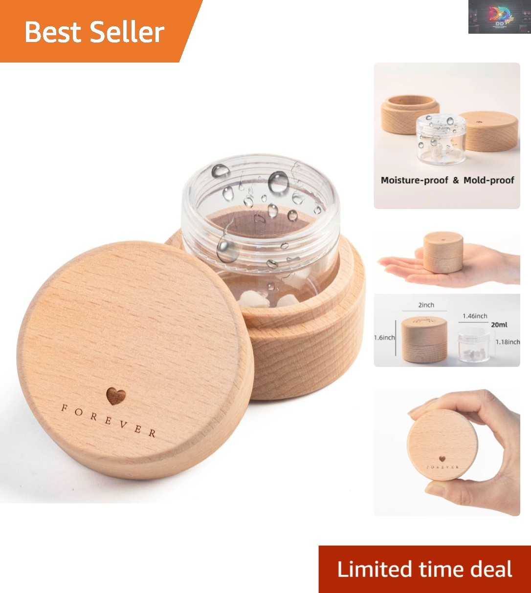 Heart-Shaped Wooden Pet Urn with Acrylic Keepsake Box