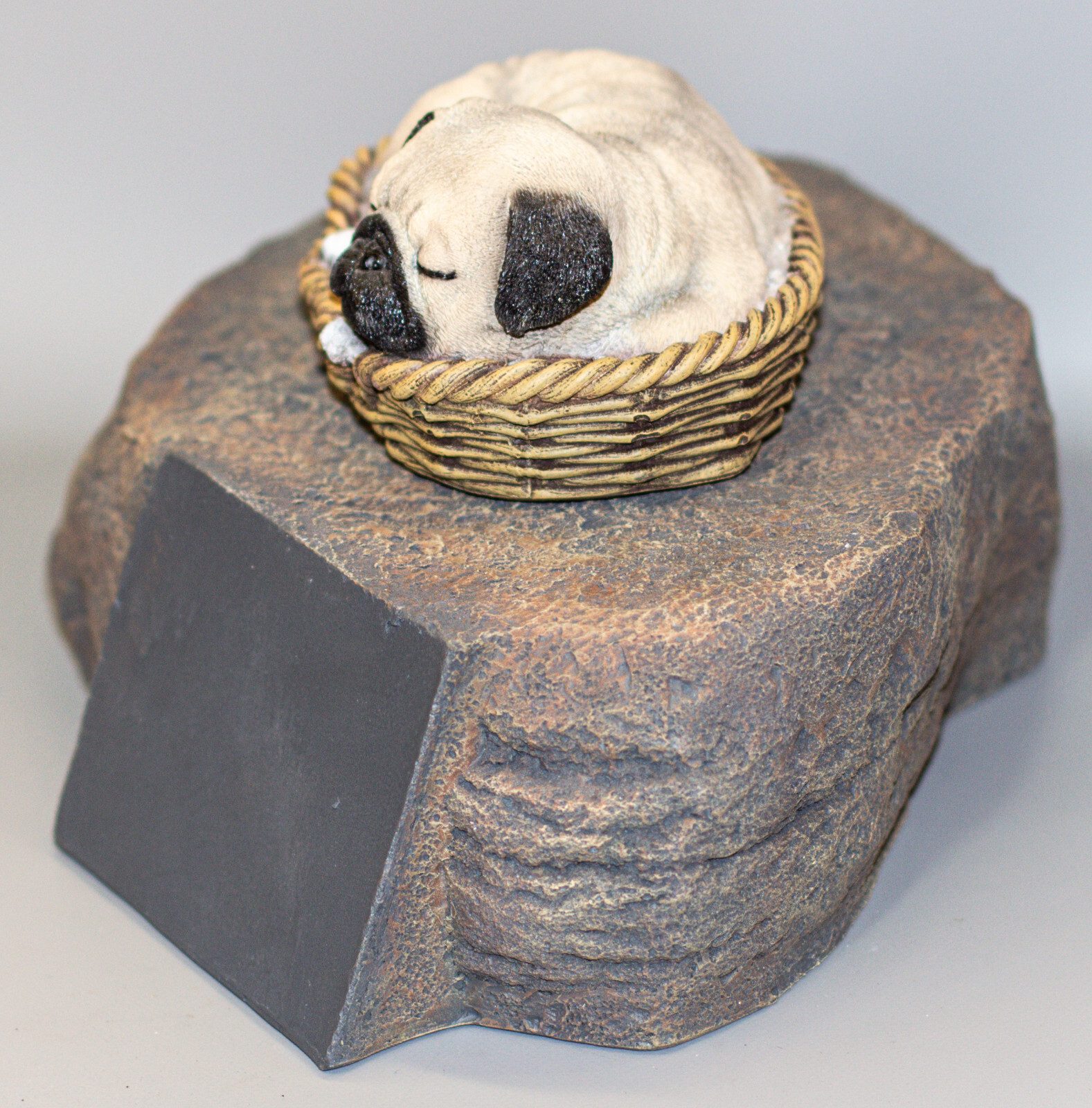 Pug Urn Pet Ashes Memorial Tombstone Figurine Casket Sleeping Dog Grave Ornament