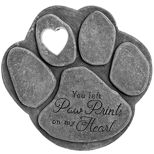 Pet Memorial Garden Stone – ‘You Left Paw Prints On My Heart’ – Dog or Cat