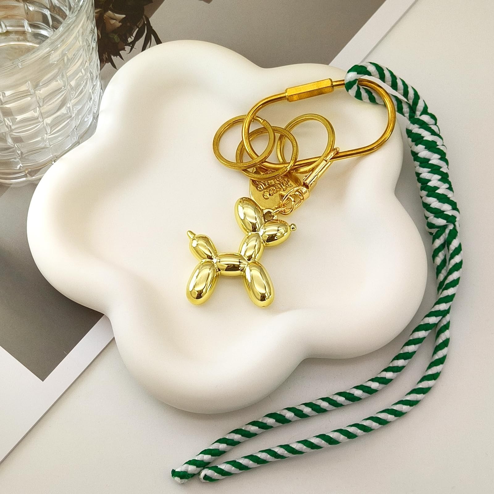 Gold Brass Key Rings, Balloon Dog Keychain for Women, Cute Key Chain, Bag Cha…