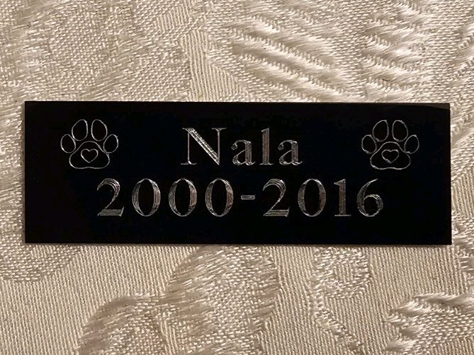 1×3 Custom Engraved Dog/Pet Memorial Plate/ Plaque, Paw Print,Sign,Gold or Black