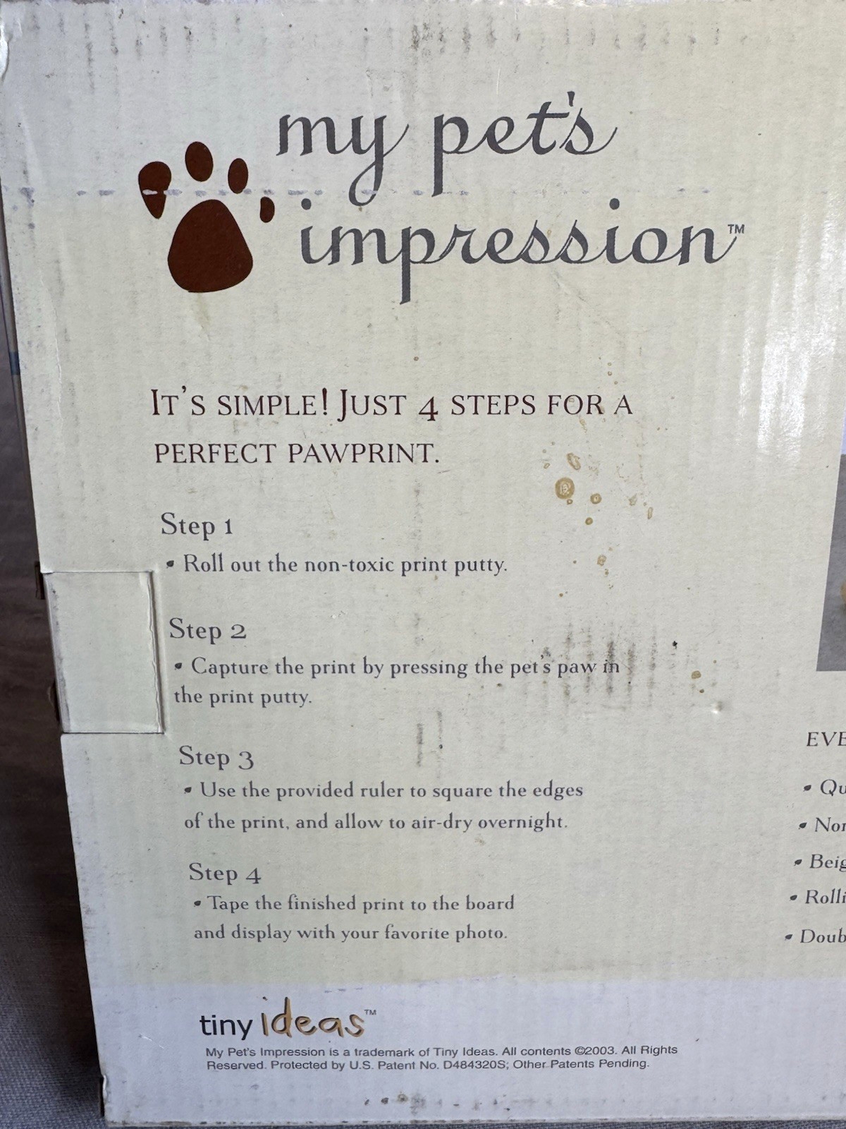 My Pets Impression Memorial Cat Dog Picture Keepsake Paw Print Kit No Mix No Mes