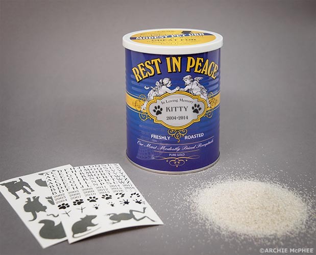 MODEST PET URN – Rest in Peace Cheap Funeral Service in a Can! – Archie McPhee