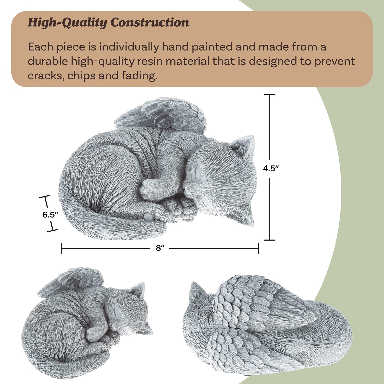 Cat Memorial Stone – Peaceful Sleeping Kitten Angel Statue for Garden, Rememb…
