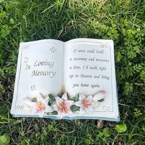 Resin Memorial Book, Book-Shaped Garden Stone, Outdoor Decor, in Loving Memory