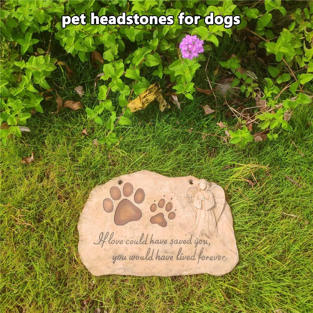 Jinhuoba Pet Dog Memorial Stones Headstones Plaques Angel Sympathy Paw Prints