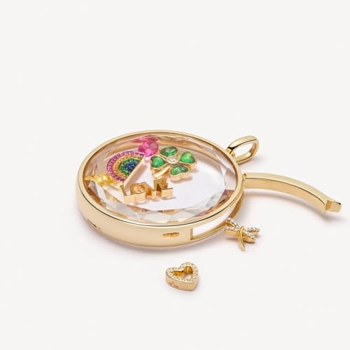 Women Locket Necklace Titanium steel Round 18K Photo Lockets that Hold Gold