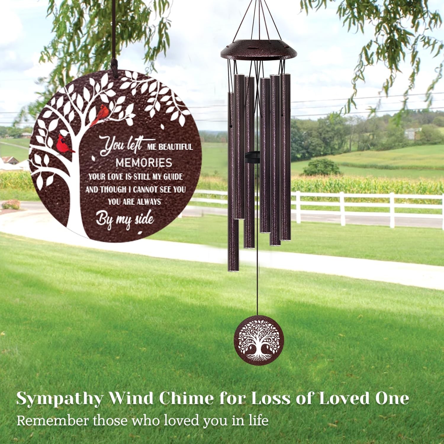 Memorial Gifts for Loss of Mom/Dad – 32″ Cardinal Sympathy Wind Chimes with T…