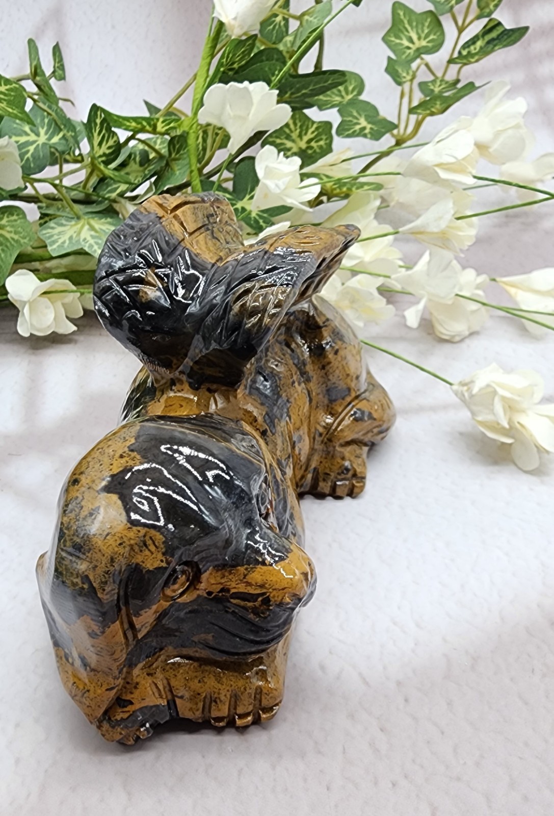 Mountain Jasper Winged Angel Dog – Pet Memorial Statue, Gemstone Pet Loss Gift
