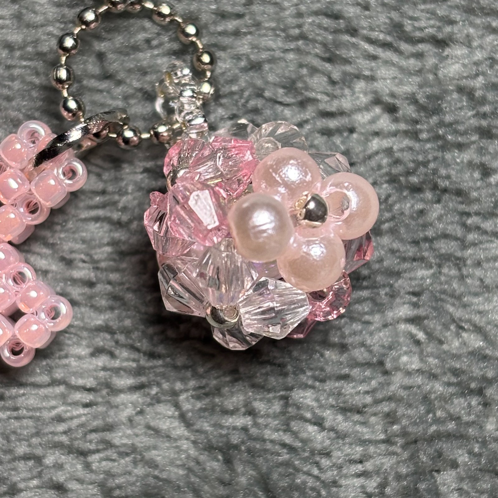 Cremation Ashes Keychain – Cremation Keepsake(pink cross and pink ornaments)