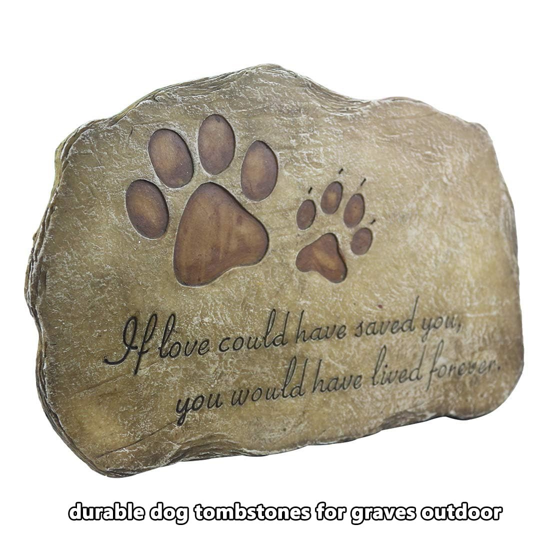jinhuoba Paw Prints Dog Pet Memorial Stones, Garden Stone One Size, Brown