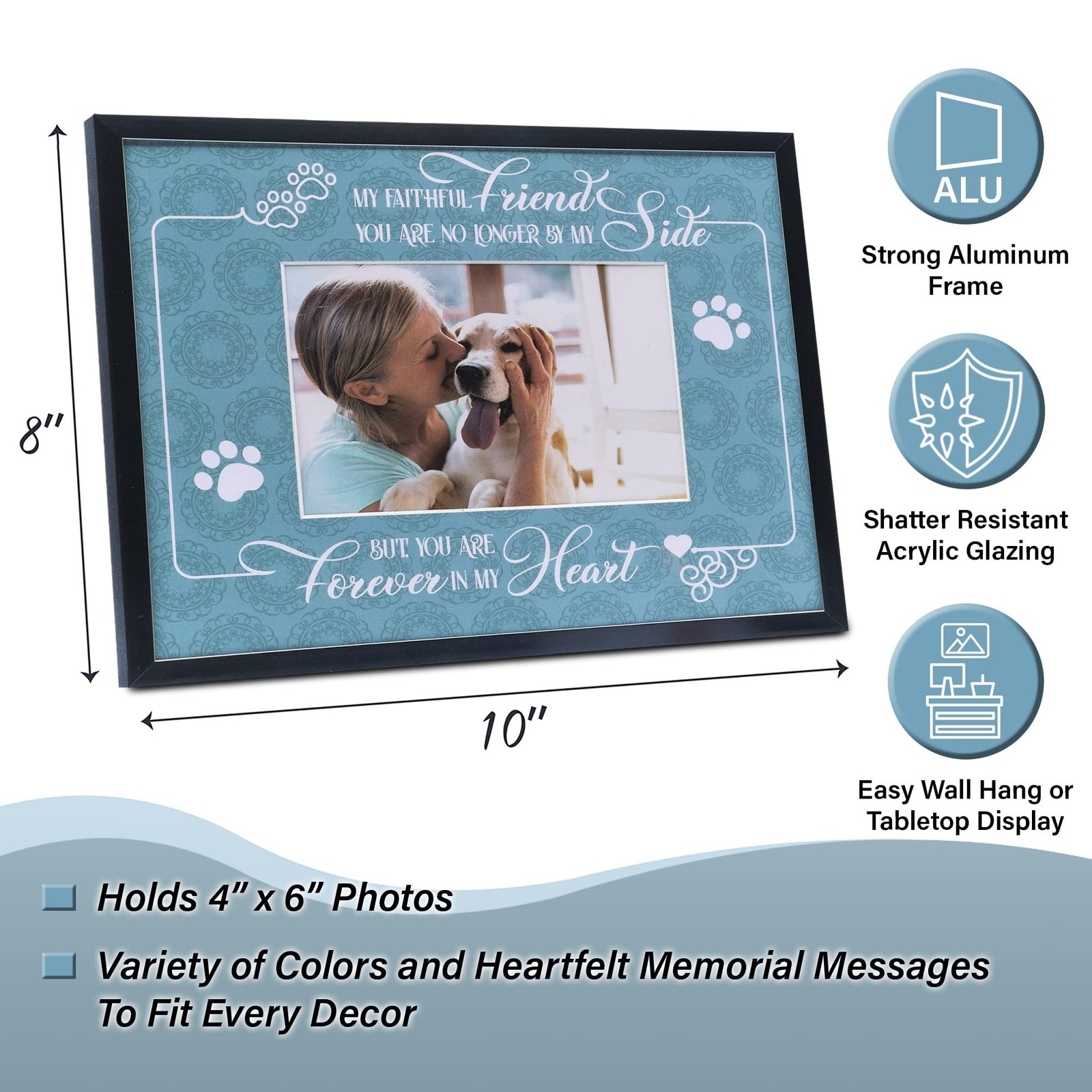 Majestic Zen Dog Memorial Picture Frame, Alum-Memorial Frame-M-24, Holds 4×6 …