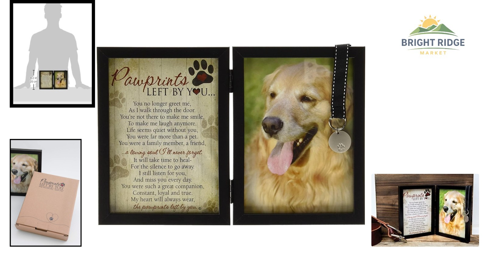 Beautiful Black Frame for Pet Memories with Poem and Personalization Option