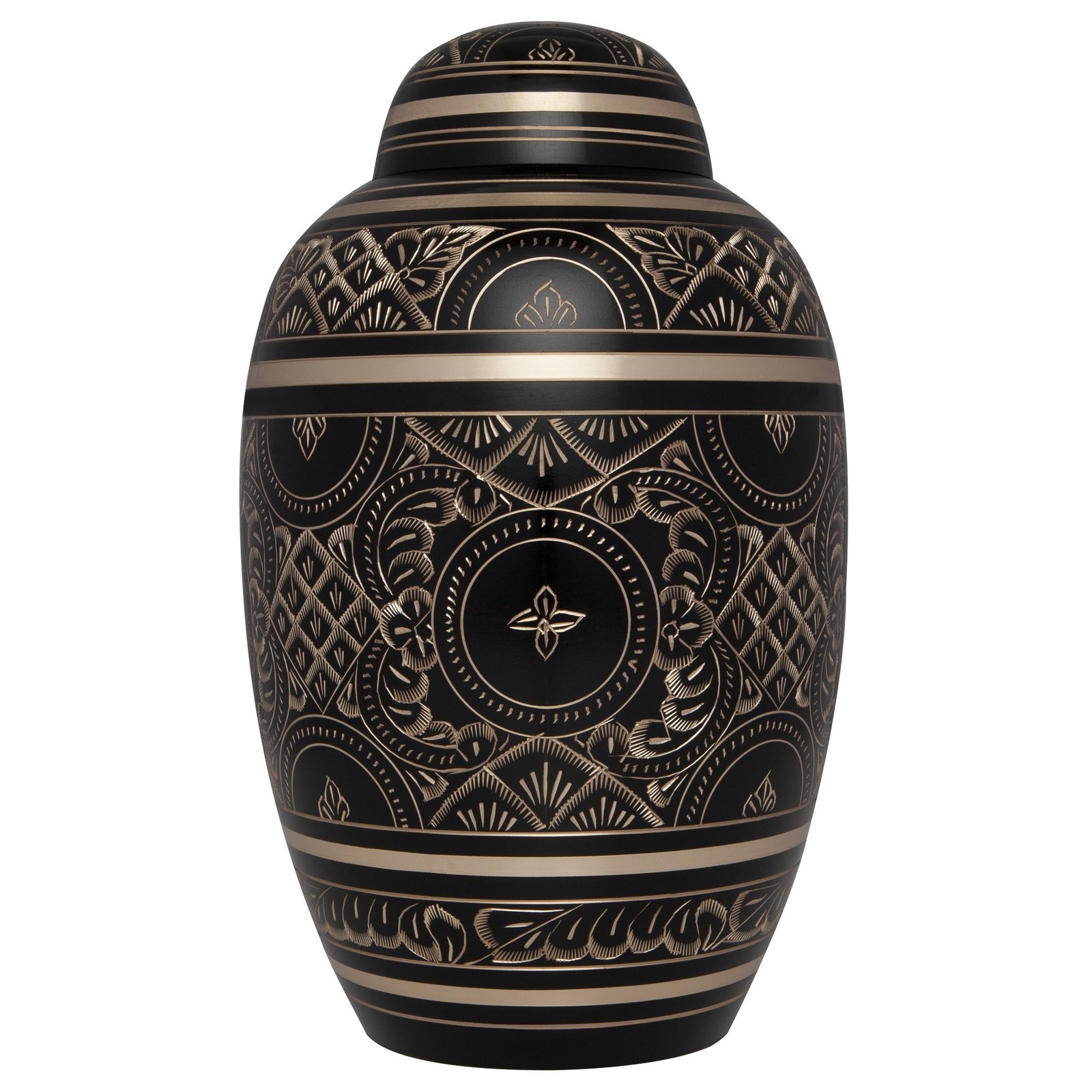 Black Cremation Urn for Human Ashes with Gold Engraving – Hand Made in Brass …