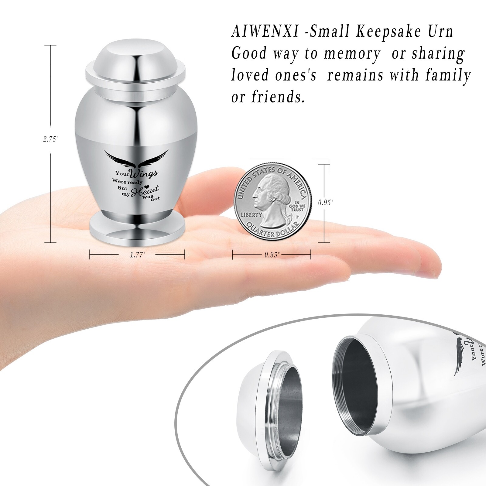 Small Keepsake Urns for Human Ashes Mini Cremation Urns for Ashes Wings Mini Urn