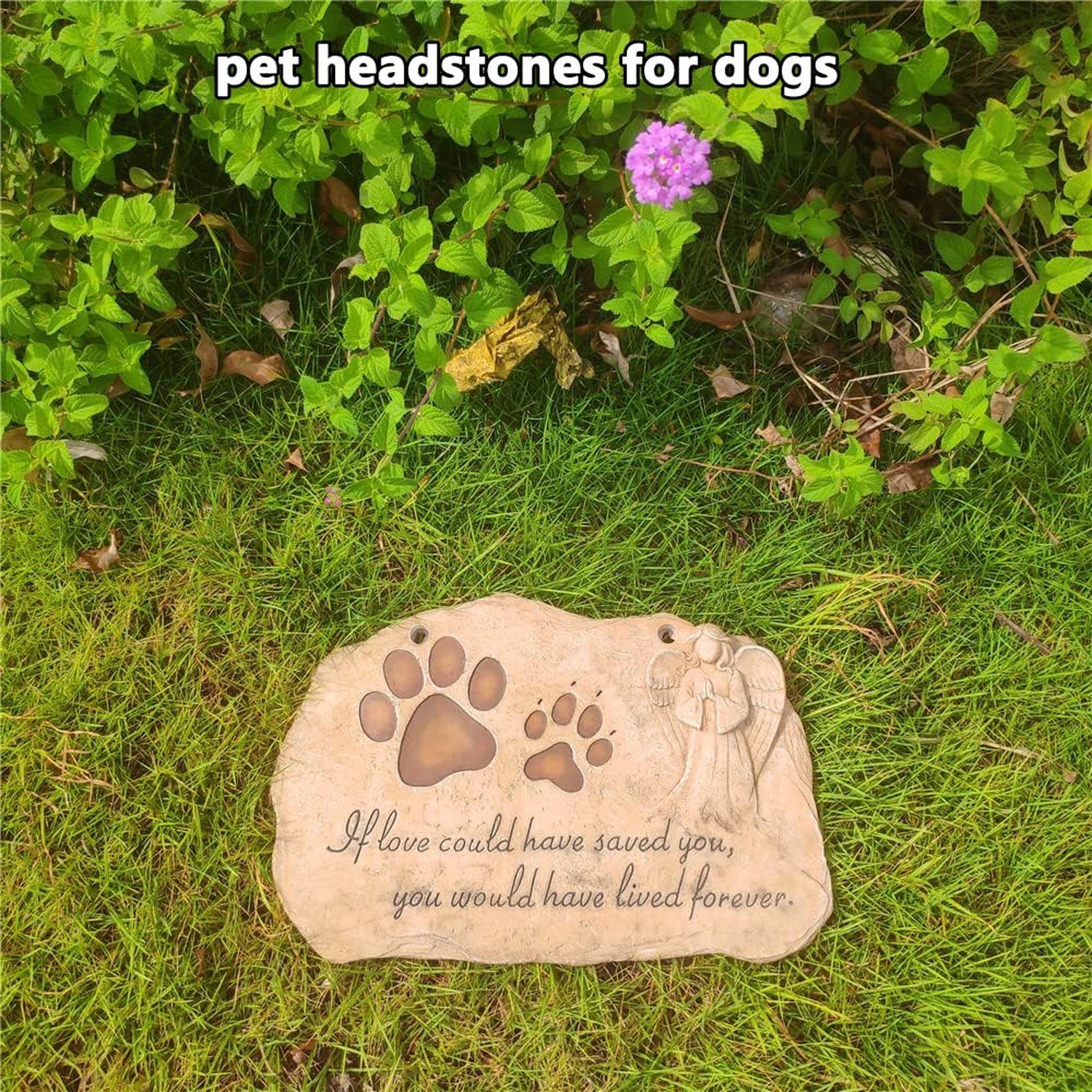 jinhuoba Pet Dog Memorial Stones Headstones Plaques with Angel, Sympathy Paw …