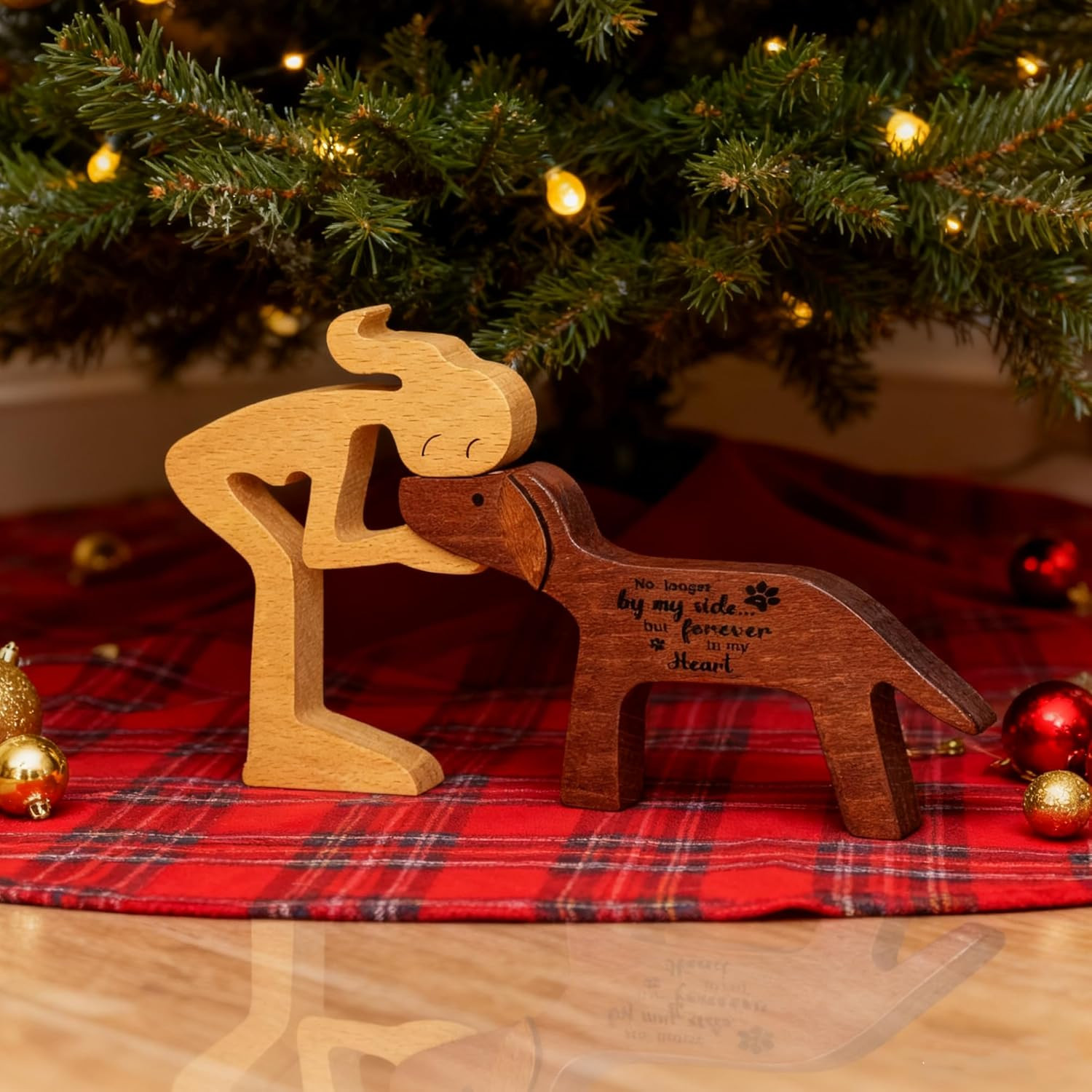 Memorial Gifts for Loss of Dog Wooden Girl & Dog Statue Sympathy Bereavement Gif