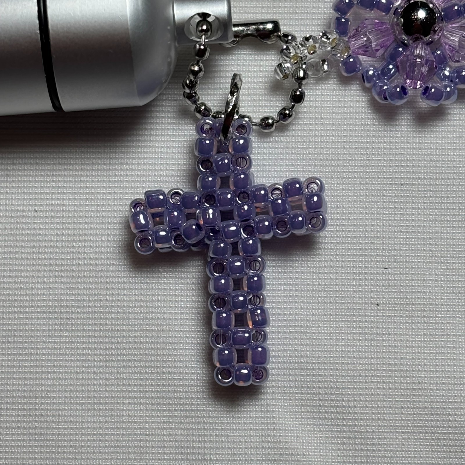 Cremation Ashes Keychain – Cremation Keepsake(paple cross and paple flower)