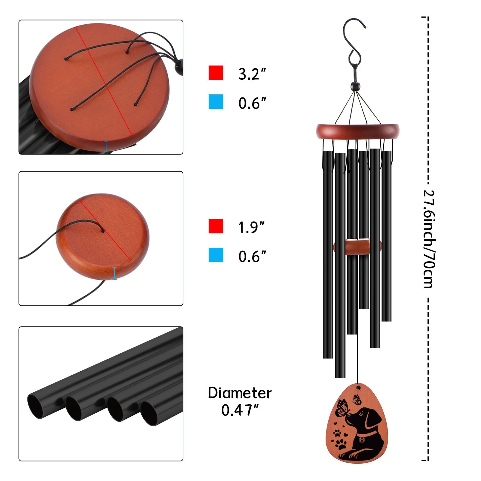 Dog Memorial Gifts Wind Chimes, Loss of Dog Sympathy Windchime Puppy Passing …