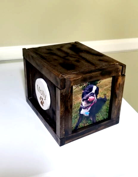 Pet Memorial Memory Box with Pictures & Engraved | Custom Made Pet Urn Cremation