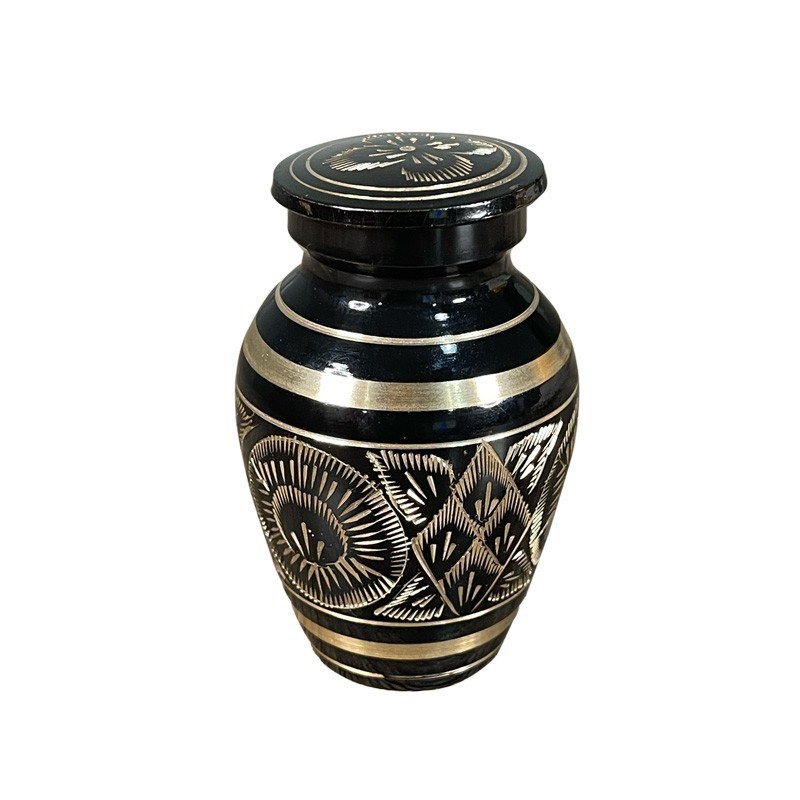 Black & Gold Brass Cremation Keepsake Urn for Sale