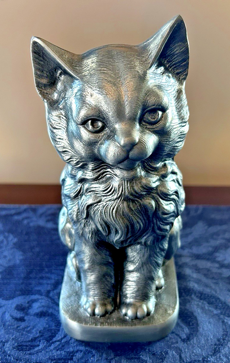 Pewter Sitting Cat Pet Cremation Memorial Urn #7633 SCC Made in USA Unused 50 CI