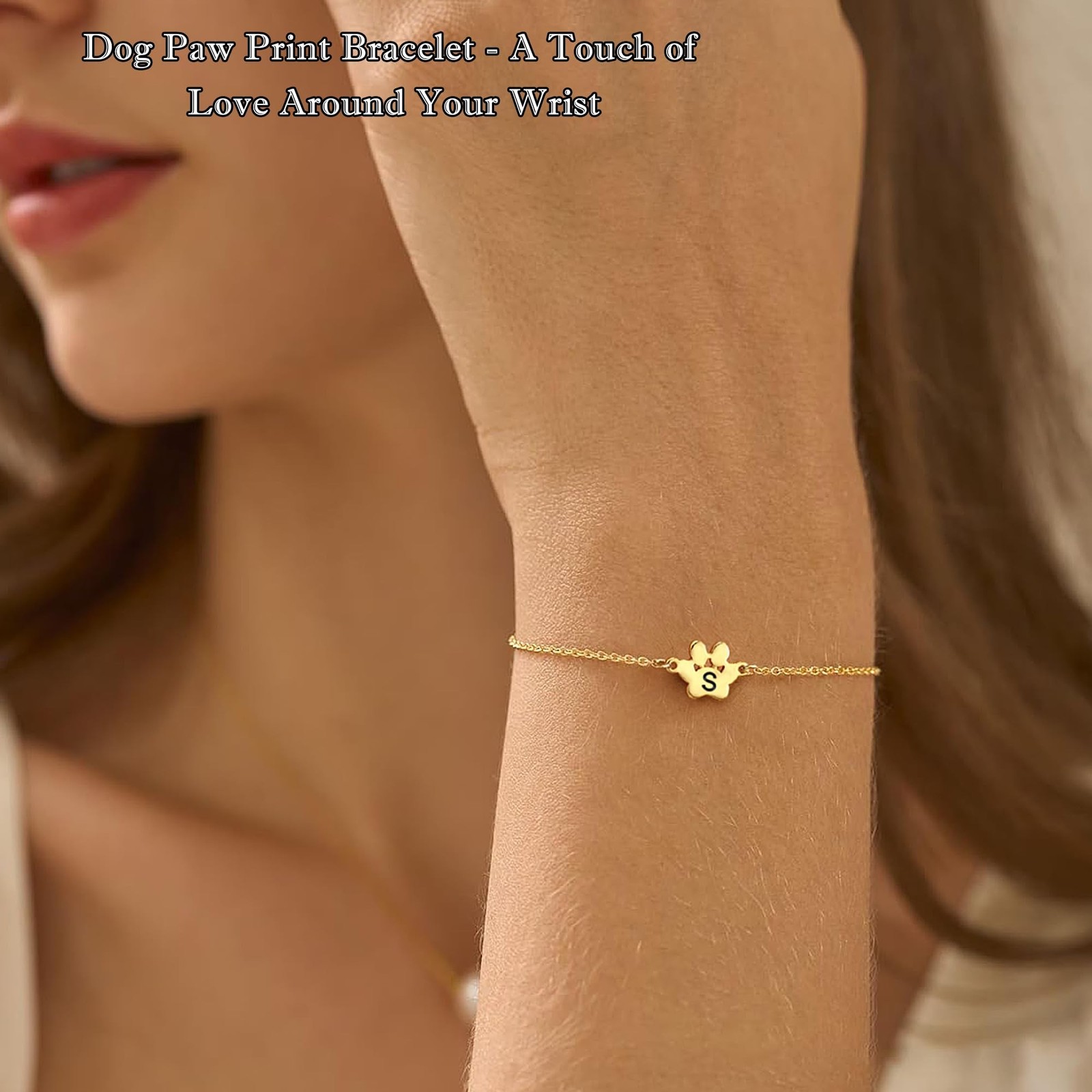 Dog Easter Mom Gifts for Dog Lover Initial Bracelet for Women with Heart Adju…