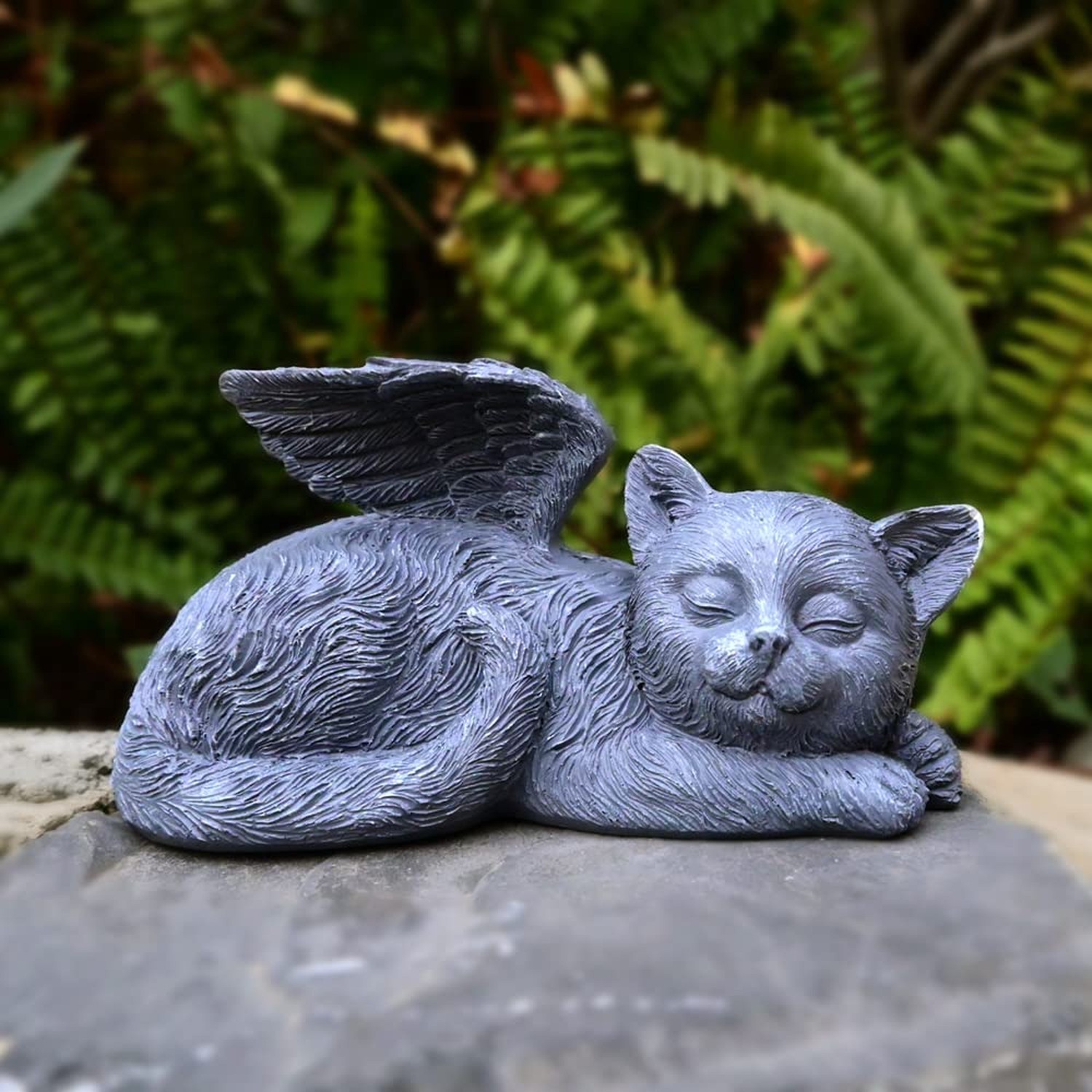 Angel Cat Memorial Stones Statue Sleeping Ornament for Kitten Passed Away Ber…