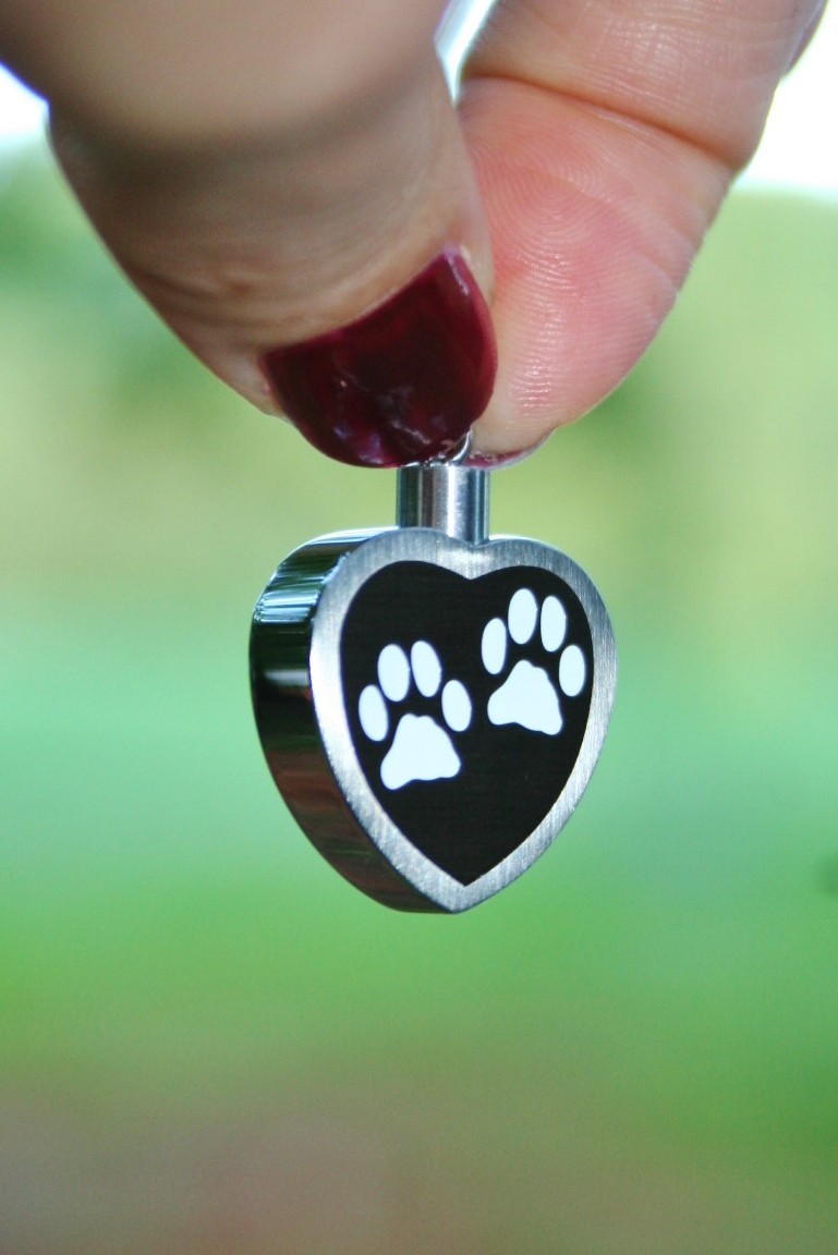 Cremation Jewelry Pendant Urn Necklace for Ashes Pet Dog Cat Paw Print Heart Ash
