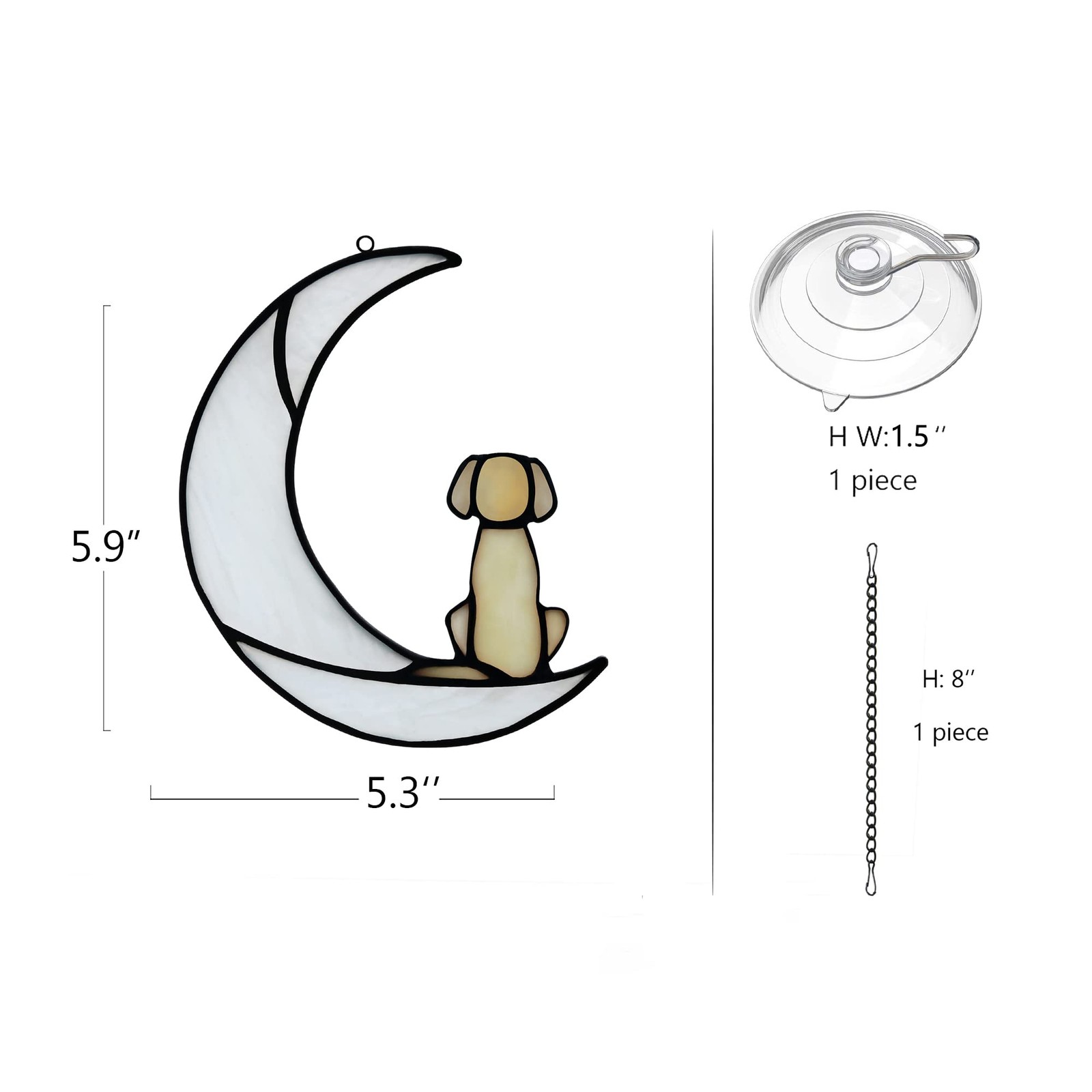 Loss of Dog Sympathy Gift,Stained Glass Dog on Moon for Suncatcher Gifts,Yell…