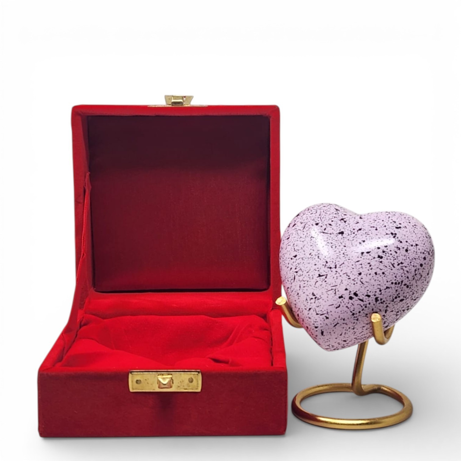 Decorative Mini Heart Urn for Ashes Keepsake Cremation Memorial with Stand & Box
