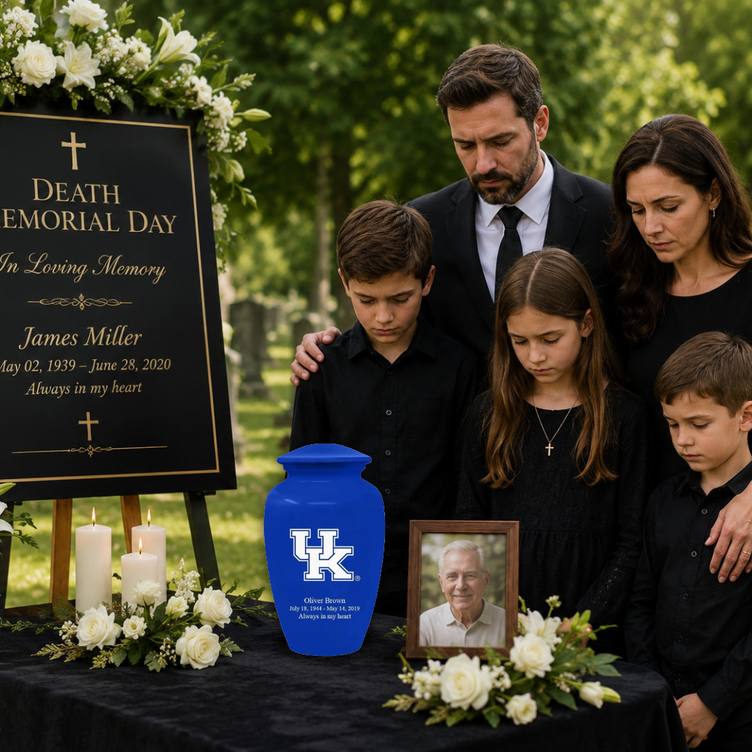 Personalized Kentucky Wildcats University Cremation Blue Urn for Human Ashes