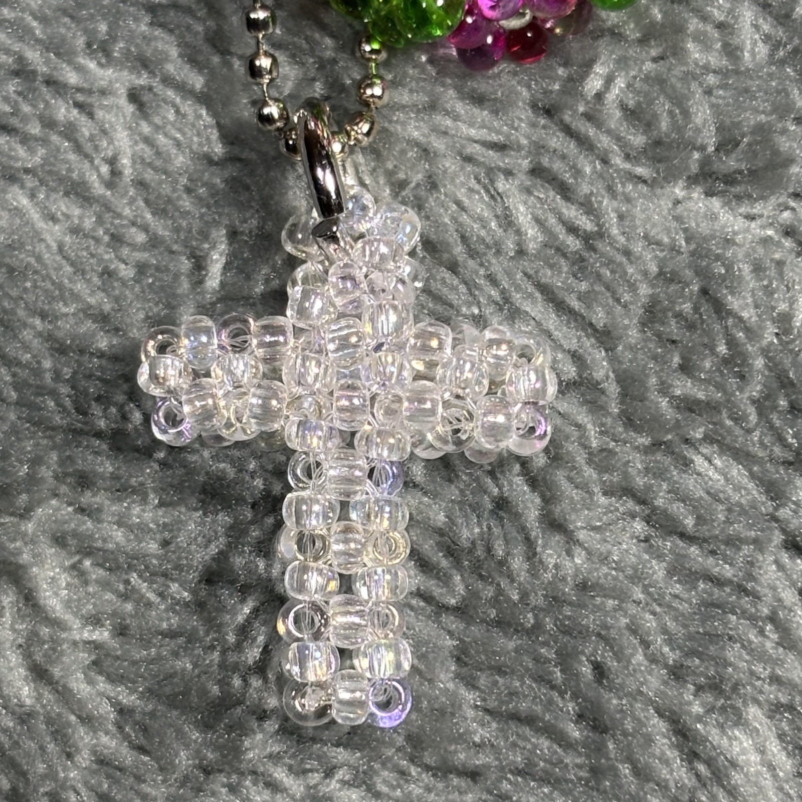 Cremation Ashes Keychain – Cremation Keepsake(white cross and wine red ornament)