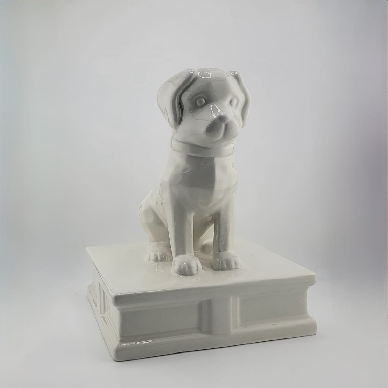Pet Ashes Urn Geometric Dog Memorial – Glossy Ceramic – Black / White