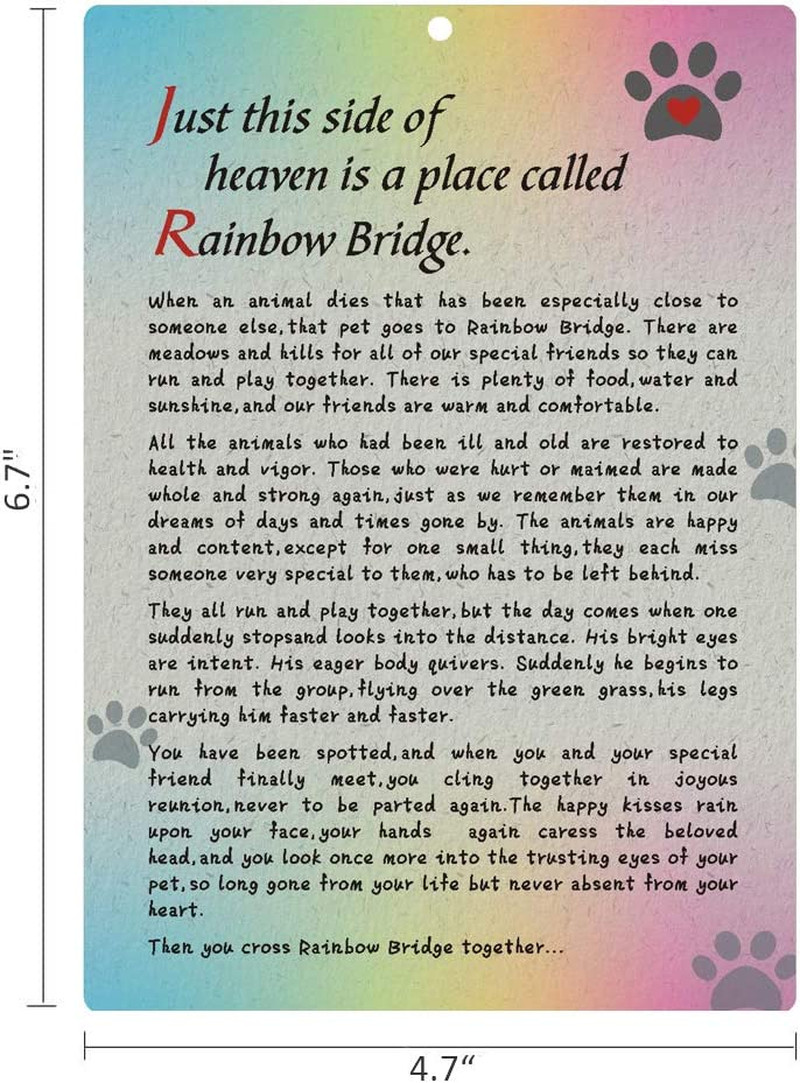 Pet Sympathy Memorial Card – Rainbow Bridge Poem Card for Loss Dog Keepsake Gift