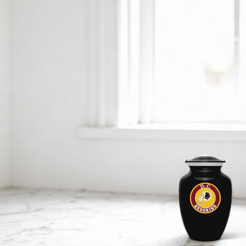 D.C. Redskins Football Style Cremation Urn Adult Ashes Black Metal 8 In Urns