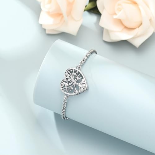 Cremation Jewelry Tree of Life Heart Urn Bracelet for Human Ashes for Silver