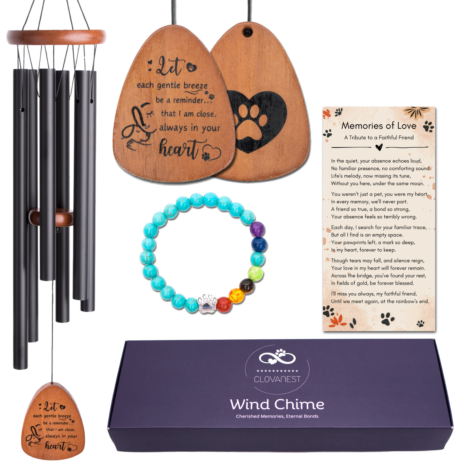 Pet Memorial Gifts – 28 In Memorial Wind Chime for Loss of Dog/Cat Perfect Gift
