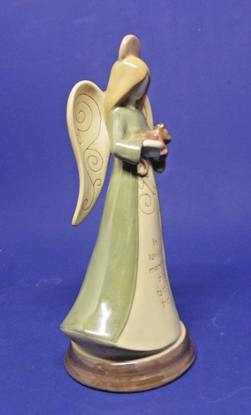 Pet Cat Memorial Angel Figurine “In Loving Memory Of A Faithful Friend” 9.5″